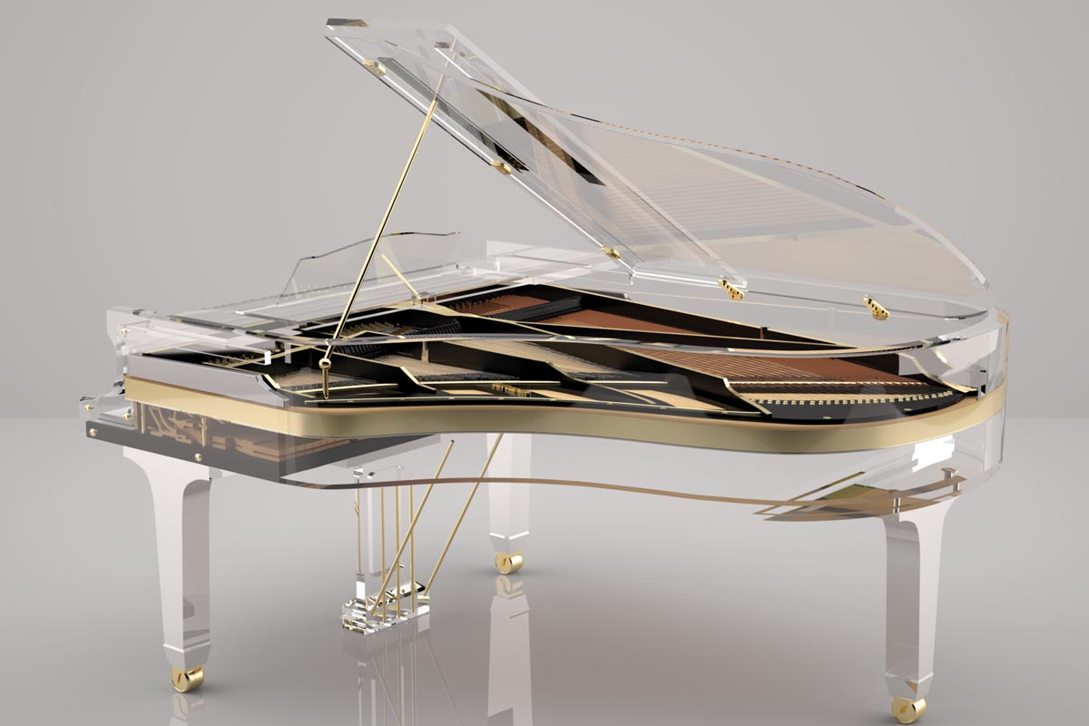 Golden Grand Piano Crystal Design 